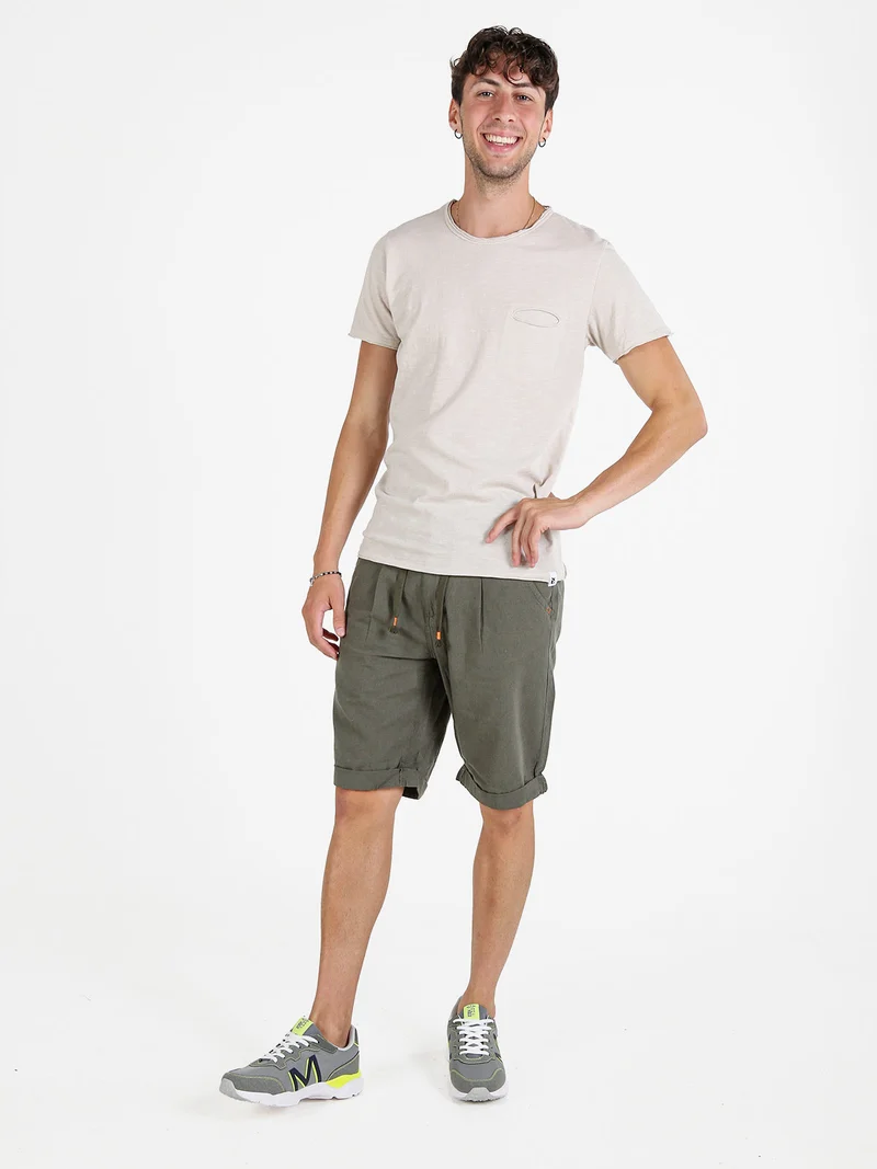 T-shirt uomo in cotone con taschino - beige