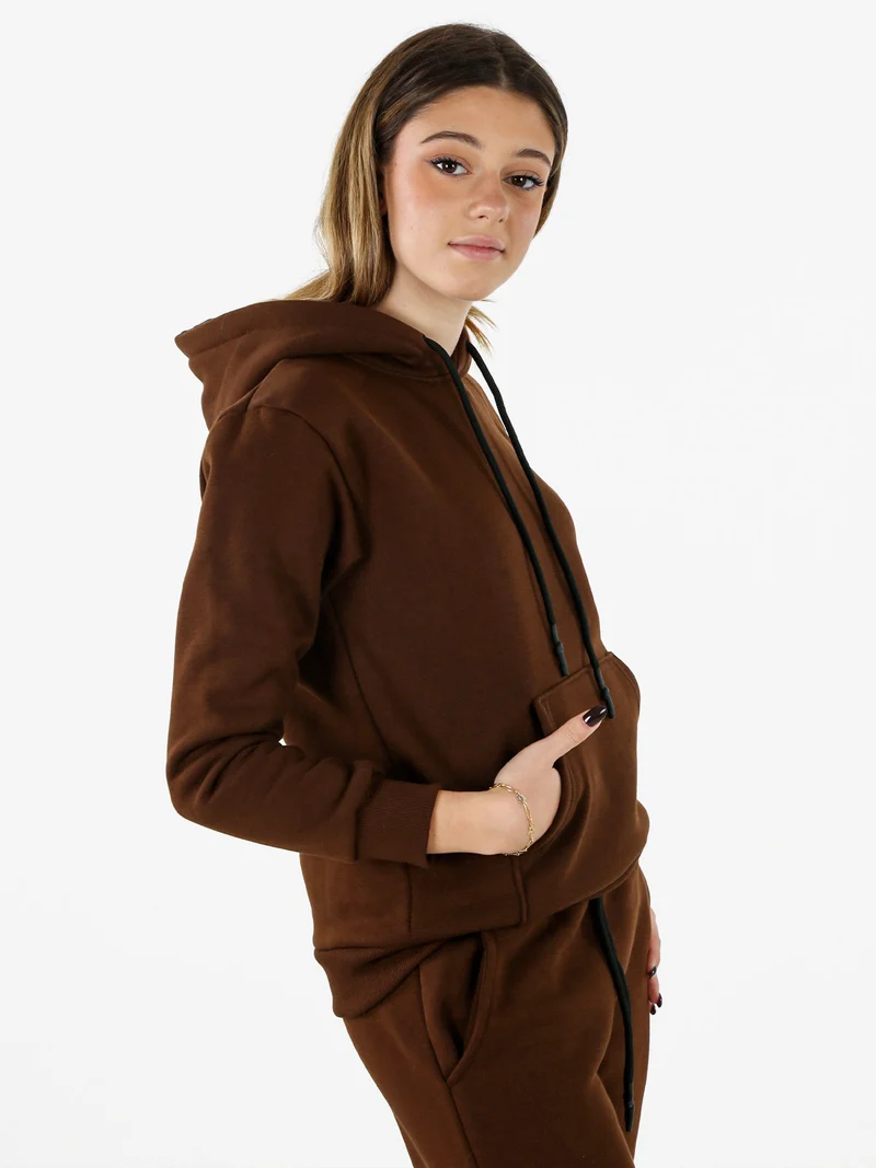 Felpa pesante da donna con cappuccio - marrone
