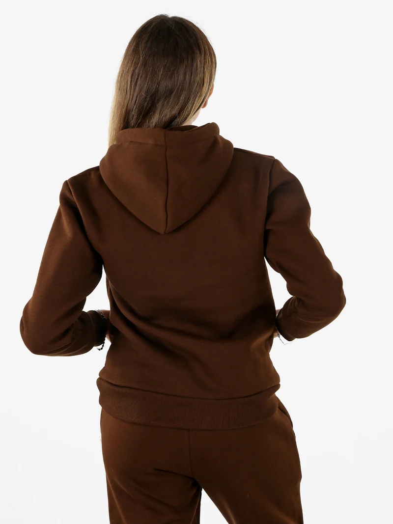 Felpa pesante da donna con cappuccio - marrone