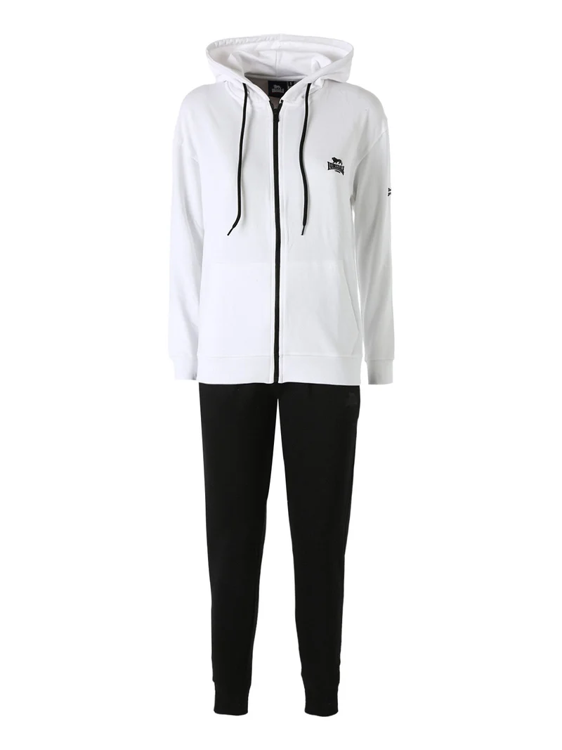 Completo tuta da donna con cappuccio e zip - bianco