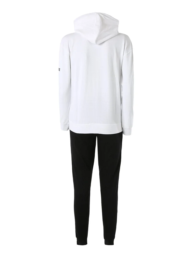 Completo tuta da donna con cappuccio e zip - bianco