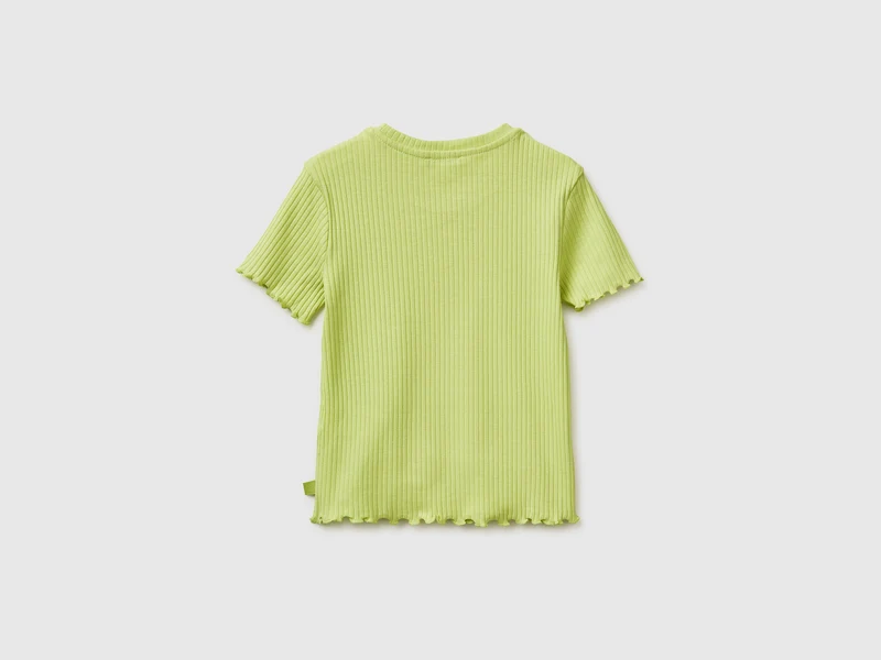 Schmal geschnittenes, geripptes T-Shirt