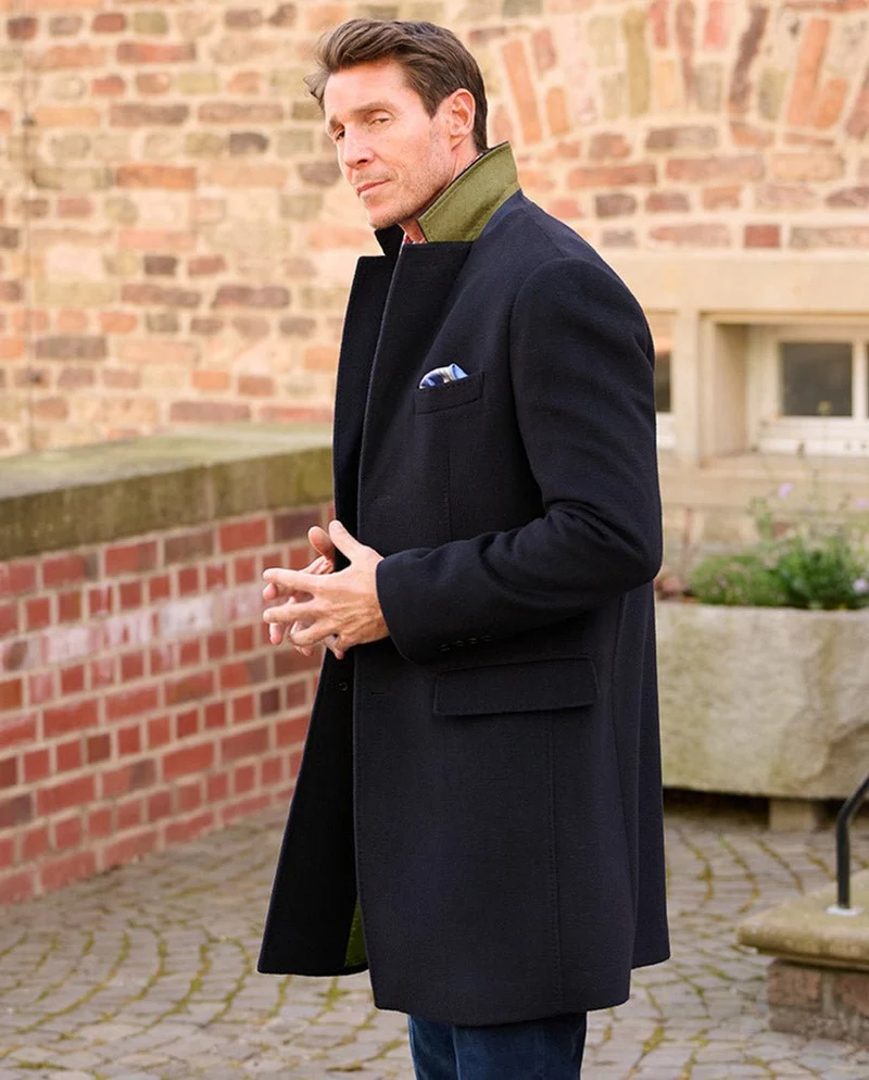 Herren Blazermantel "Edwin" aus Woll-Kaschmir-Mix in navy