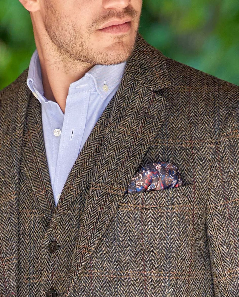 Harris Tweed Sakko "London" in highland green herringbone