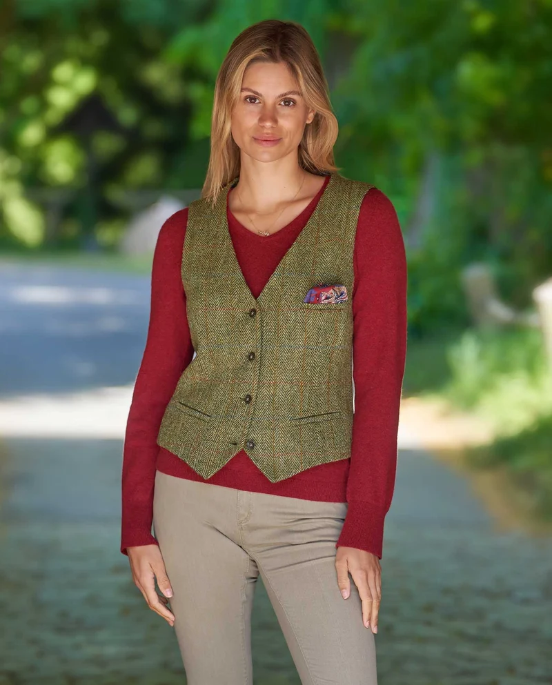 Damen Harris Tweed Weste "Lea" in light green
