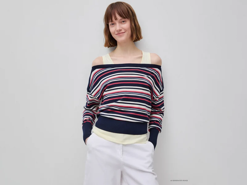 Gestreifter Pullover mit U-Boot-Ausschnitt