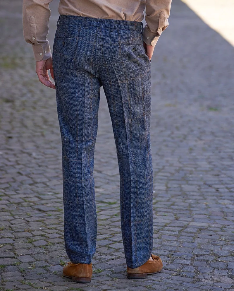 Harris Tweed Hose "Mr. Miller" in grey-blue herringbone