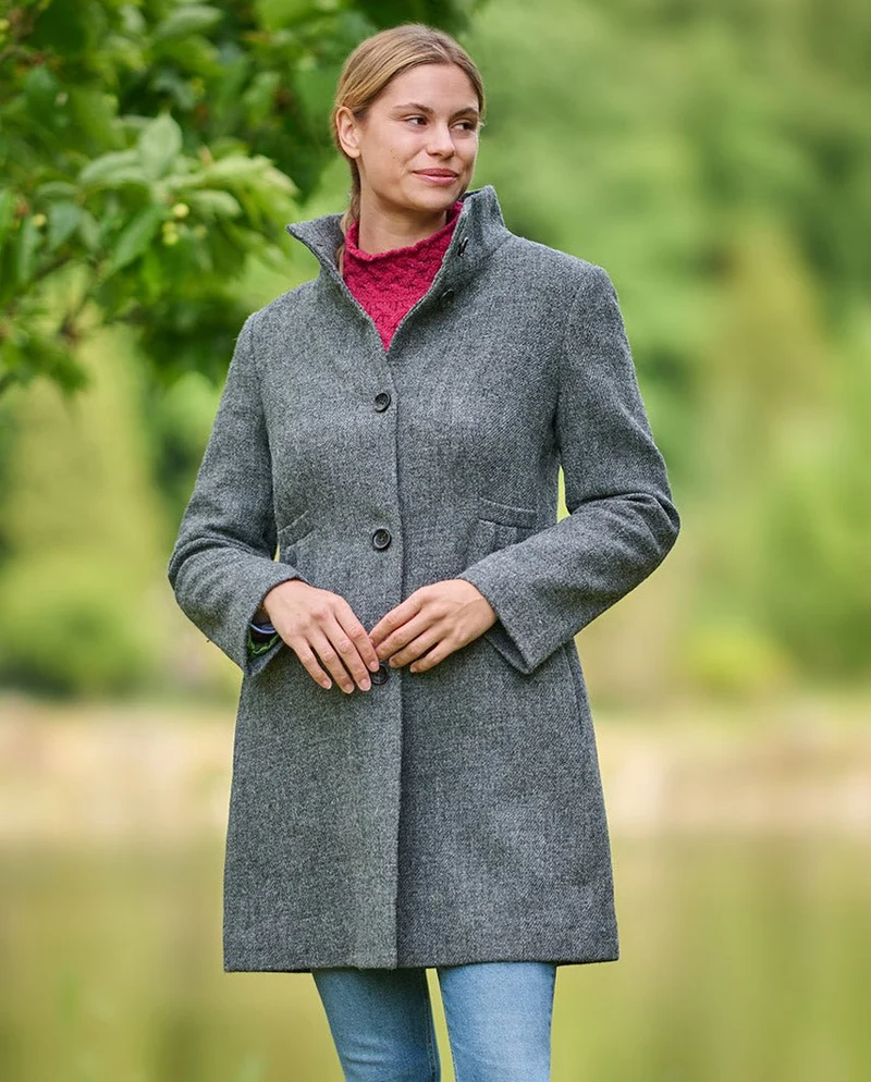Harris Tweed Damenmantel "Sofia" in anthra melange
