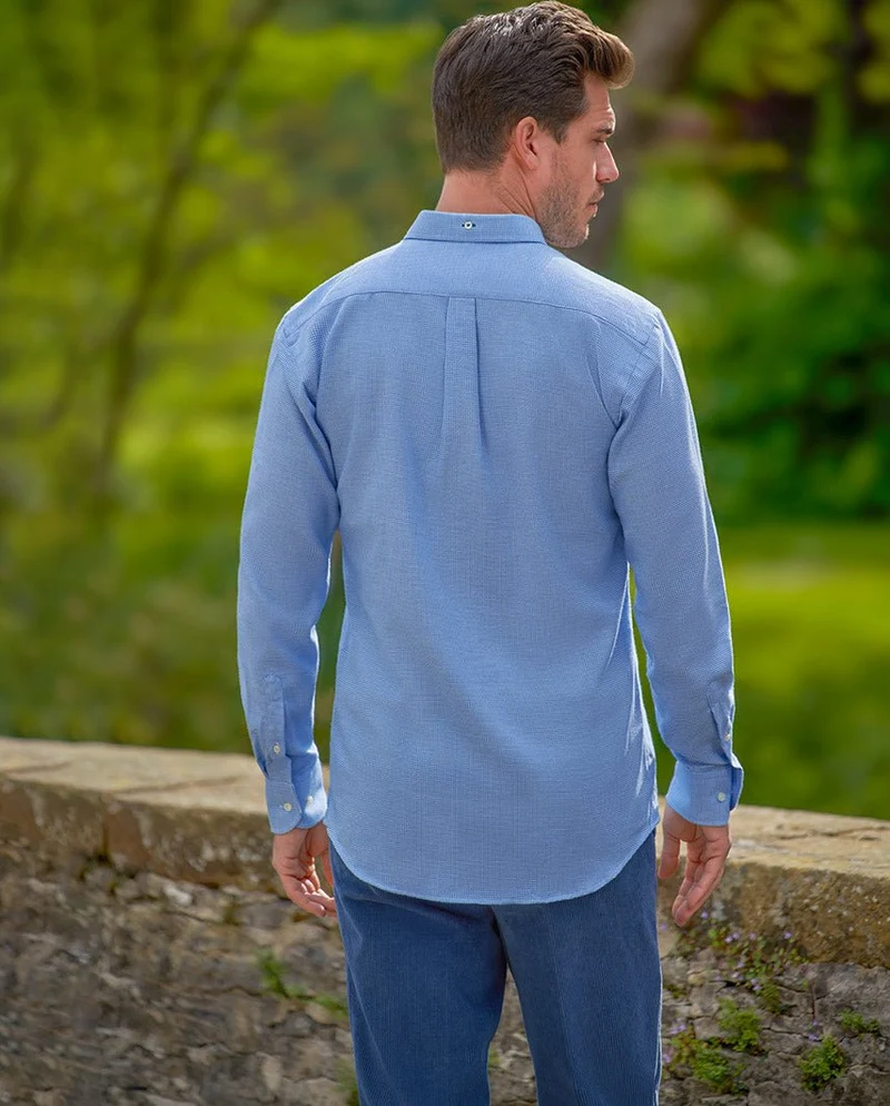 Button-Down-Hemd "Steward" in blauem Hahnentritt