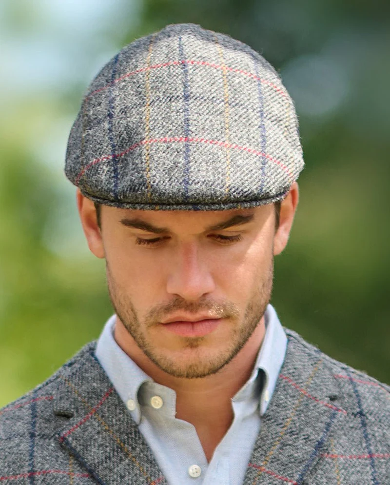 Harris Tweed Mütze "Henry Cap" in anthra check