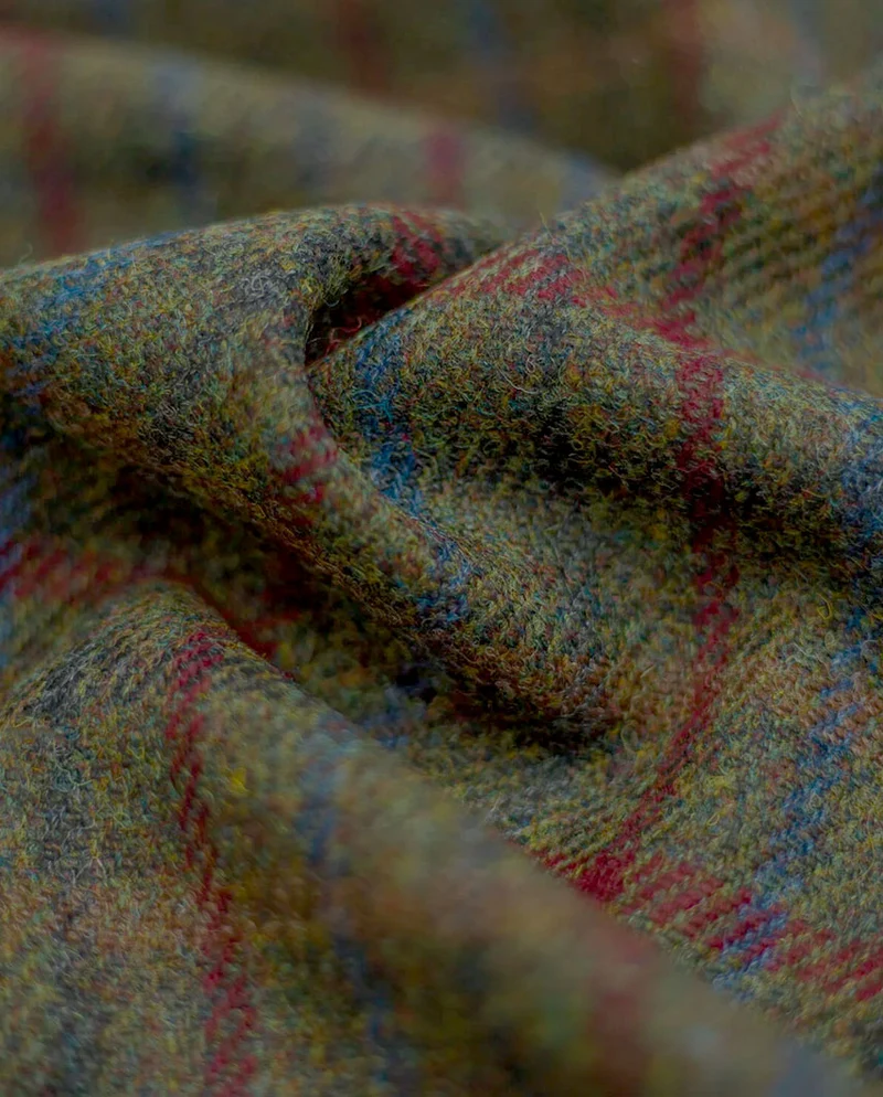 Harris Tweed Weste "Wales" in red-blue check