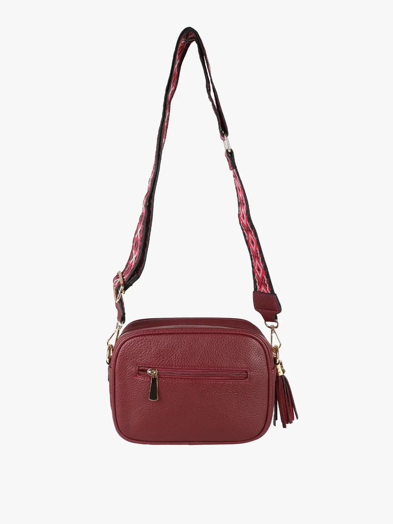 Borsa a tracolla in ecopelle da donna - bordeaux