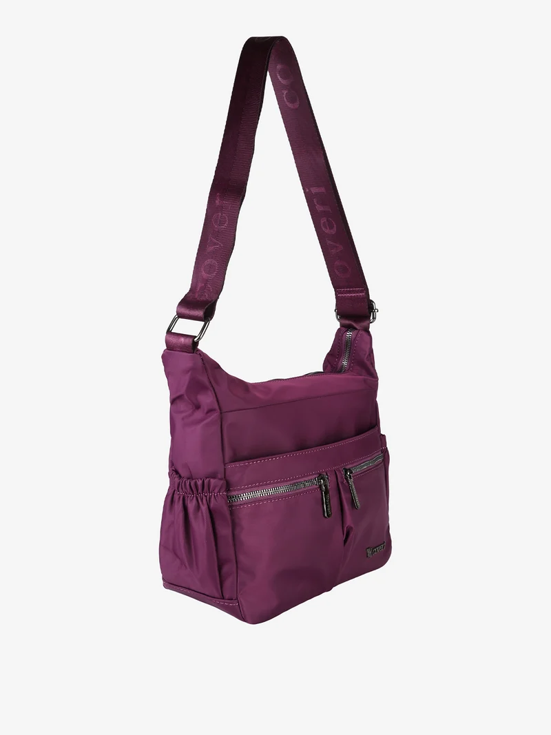 Borsa a tracolla da donna in tessuto nylon - viola