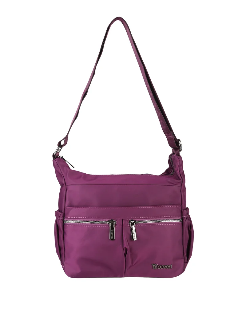 Borsa a tracolla da donna in tessuto nylon - viola