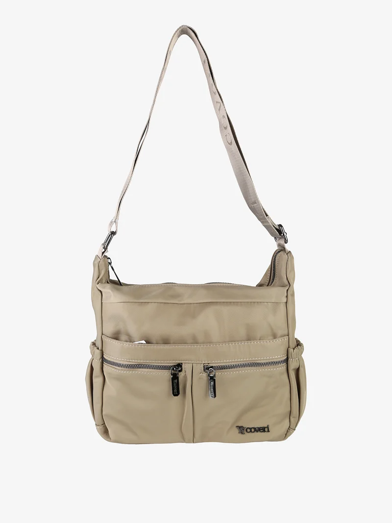Borsa a tracolla da donna in tessuto nylon - taupe