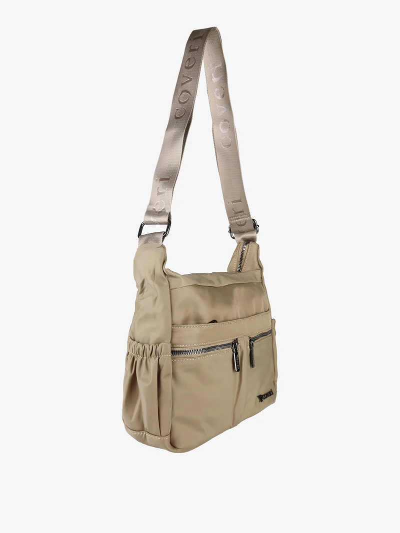 Borsa a tracolla da donna in tessuto nylon - taupe