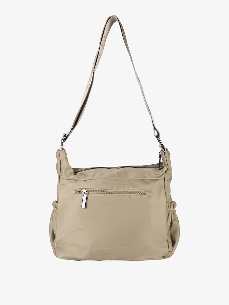 Borsa a tracolla da donna in tessuto nylon - taupe
