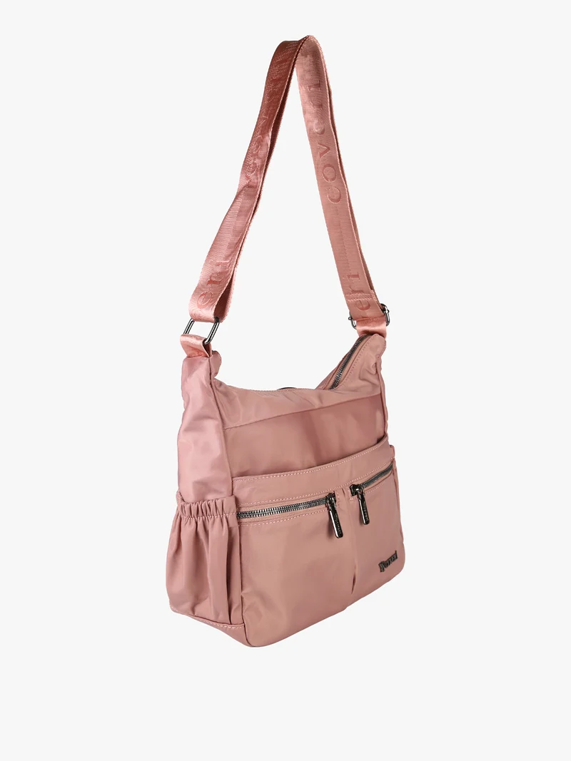 Borsa a tracolla da donna in tessuto nylon - rosa