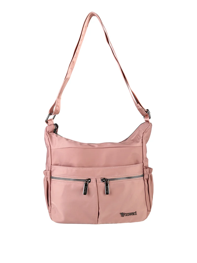 Borsa a tracolla da donna in tessuto nylon - rosa