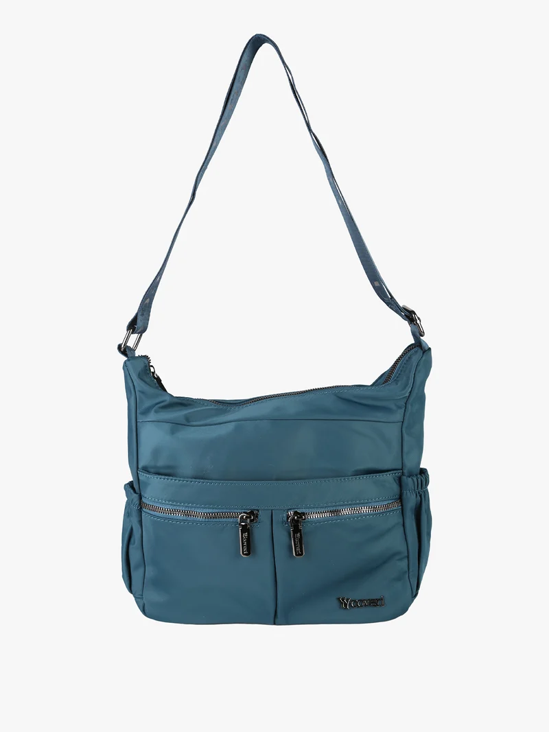 Borsa a tracolla da donna in tessuto nylon - ottanio