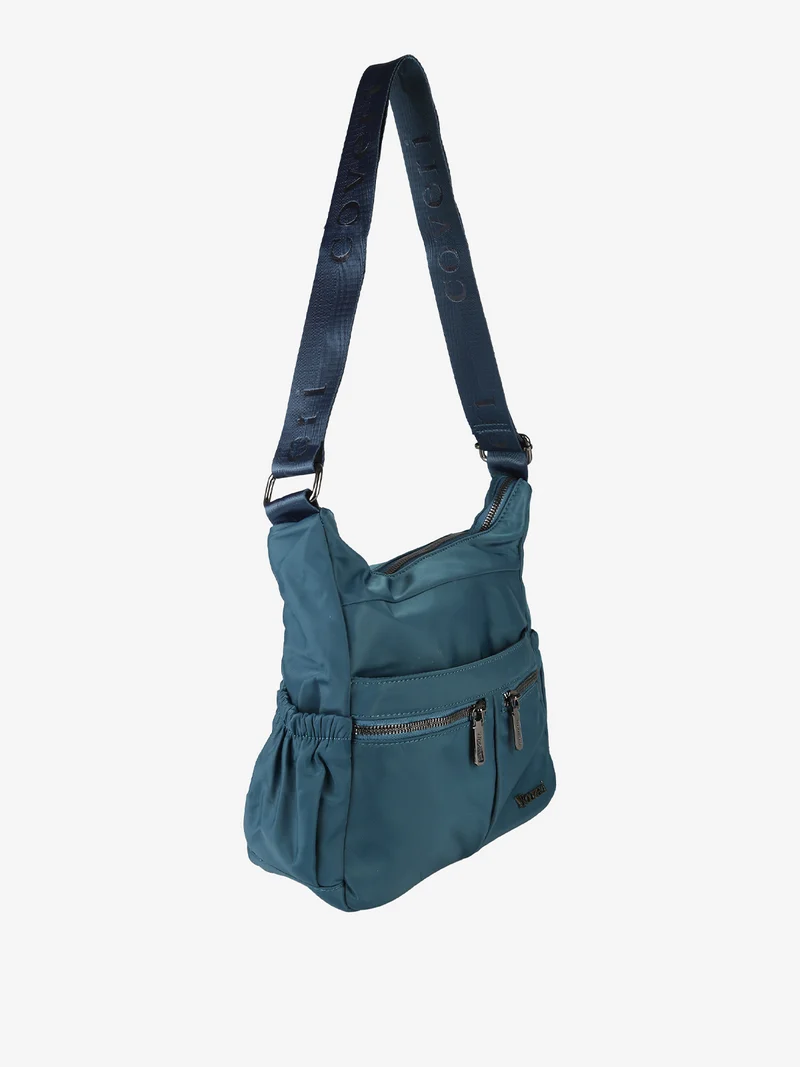 Borsa a tracolla da donna in tessuto nylon - ottanio