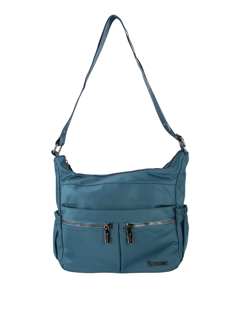 Borsa a tracolla da donna in tessuto nylon - ottanio