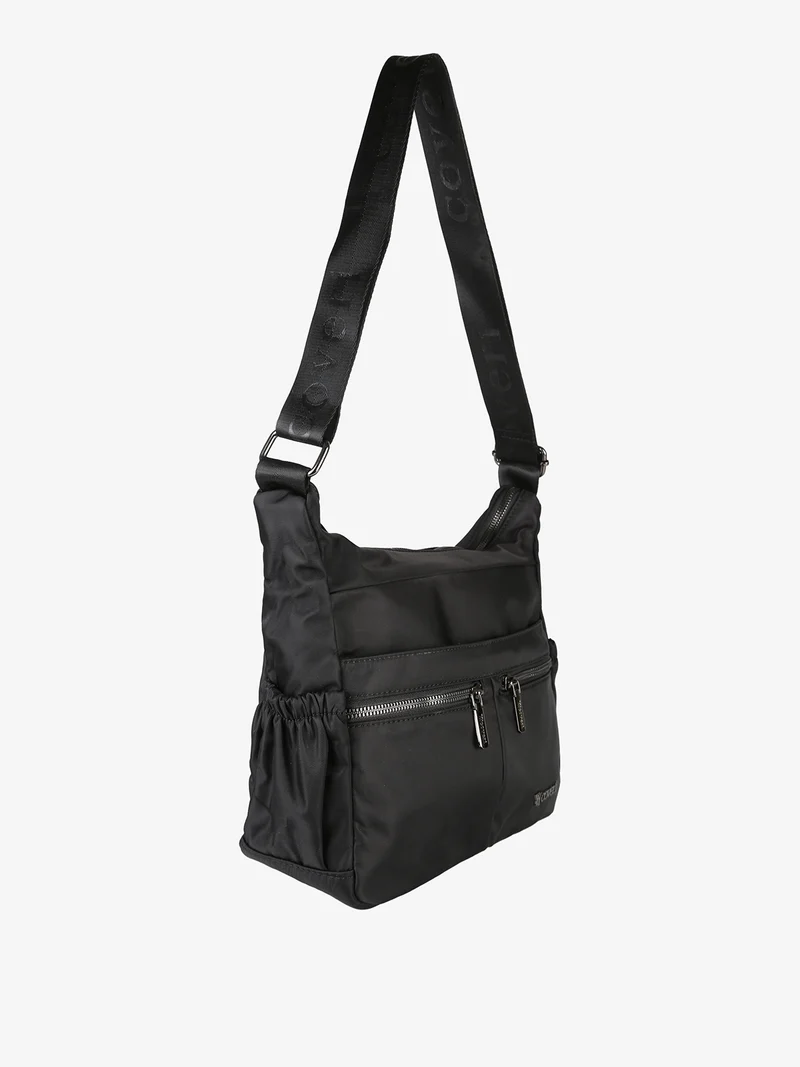Borsa a tracolla da donna in tessuto nylon - nero
