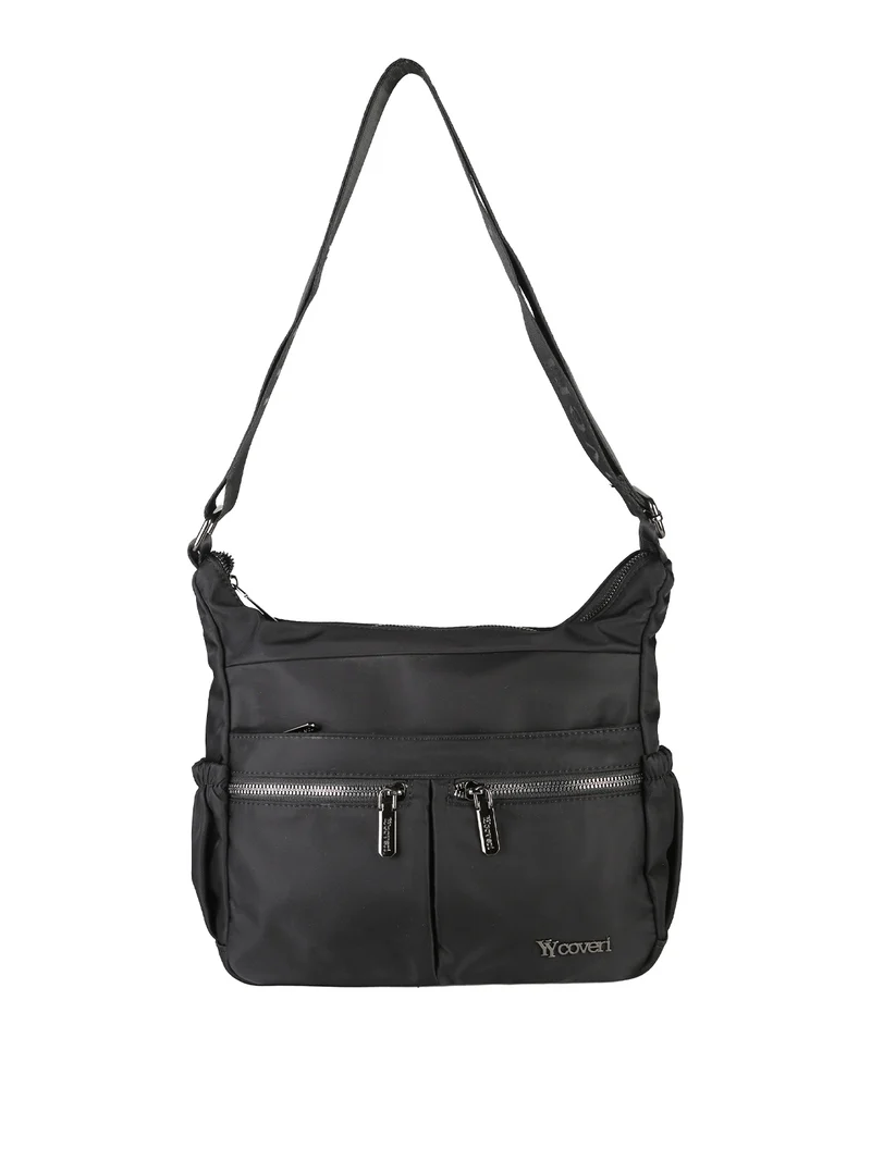 Borsa a tracolla da donna in tessuto nylon - nero