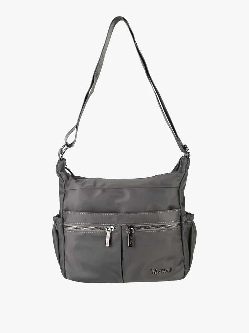Borsa a tracolla da donna in tessuto nylon - grigio