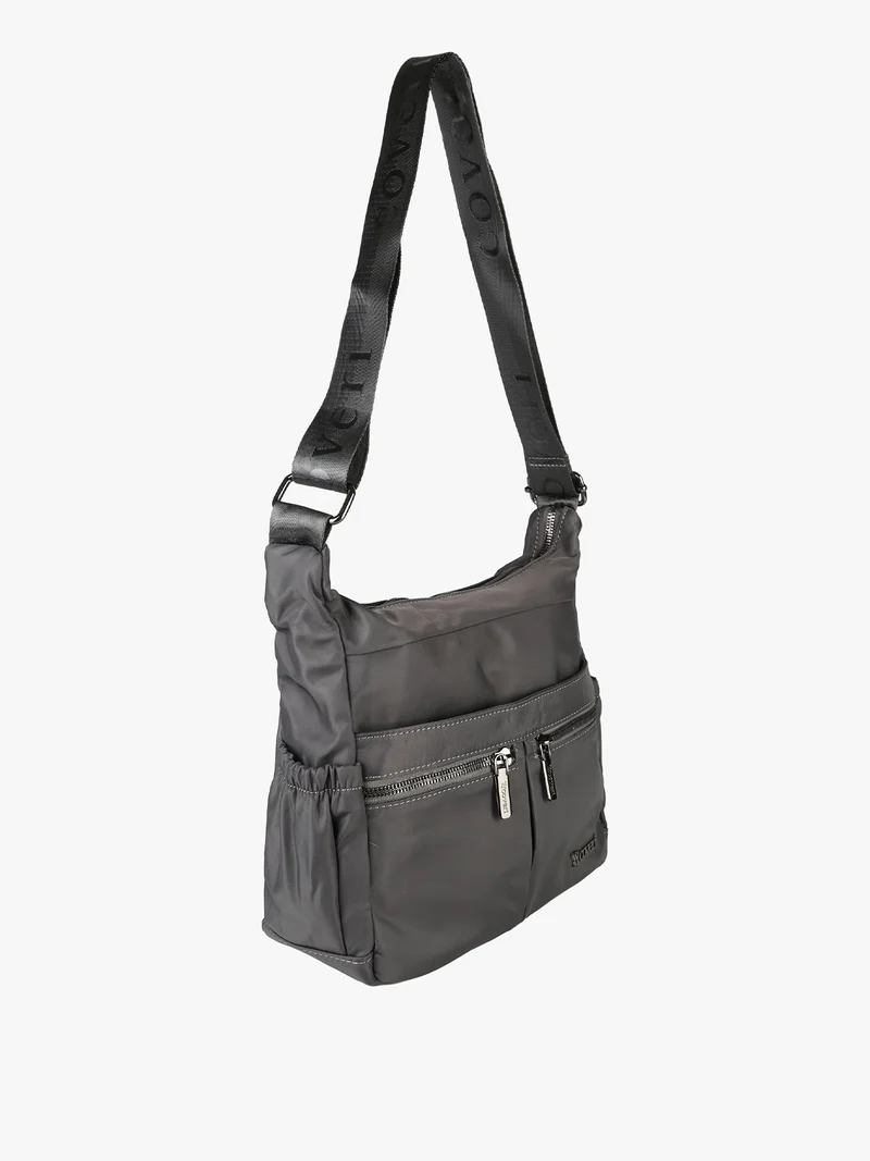 Borsa a tracolla da donna in tessuto nylon - grigio