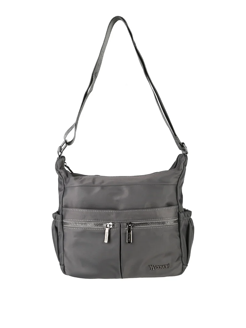 Borsa a tracolla da donna in tessuto nylon - grigio