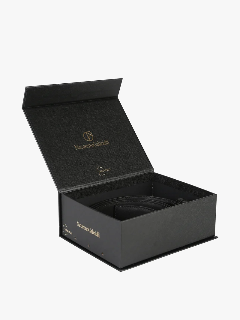 Confezione regalo da uomo con cintura in pelle - nero