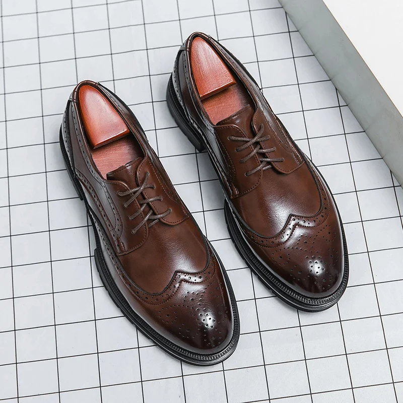 Elegant Leather Brogue Dress Shoes