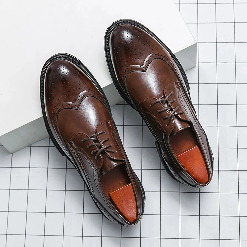 Elegant Leather Brogue Dress Shoes