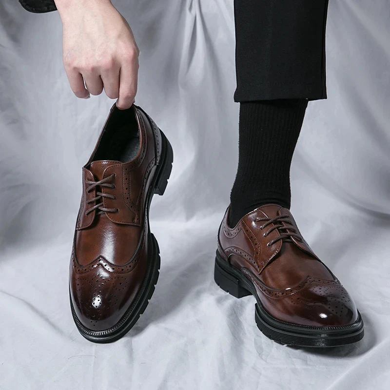 Elegant Leather Brogue Dress Shoes