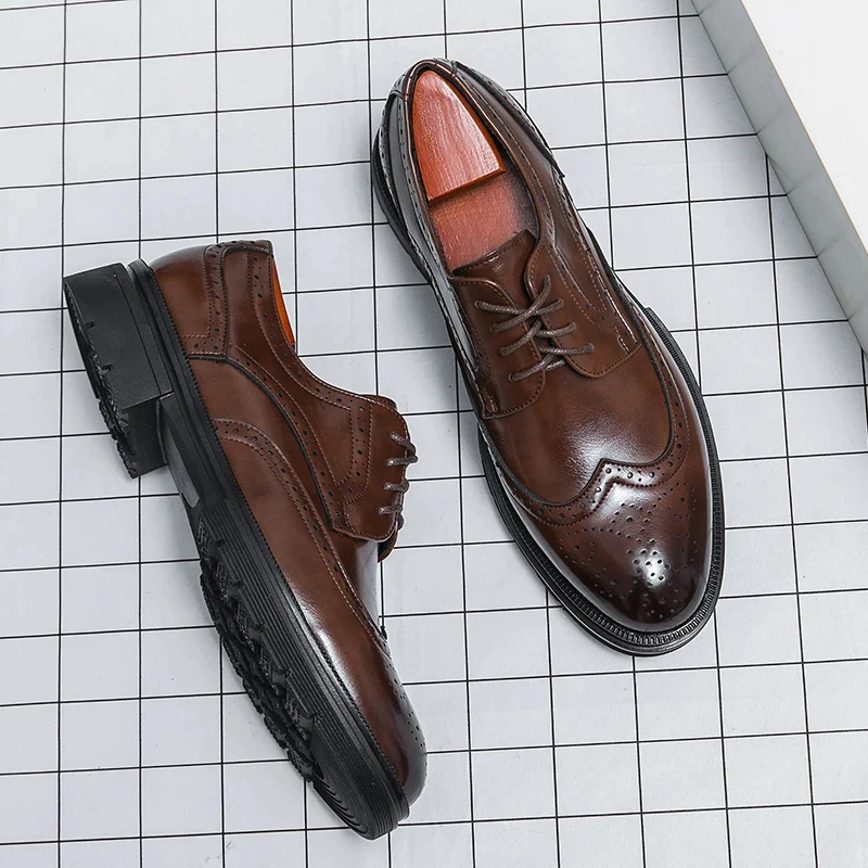 Elegant Leather Brogue Dress Shoes