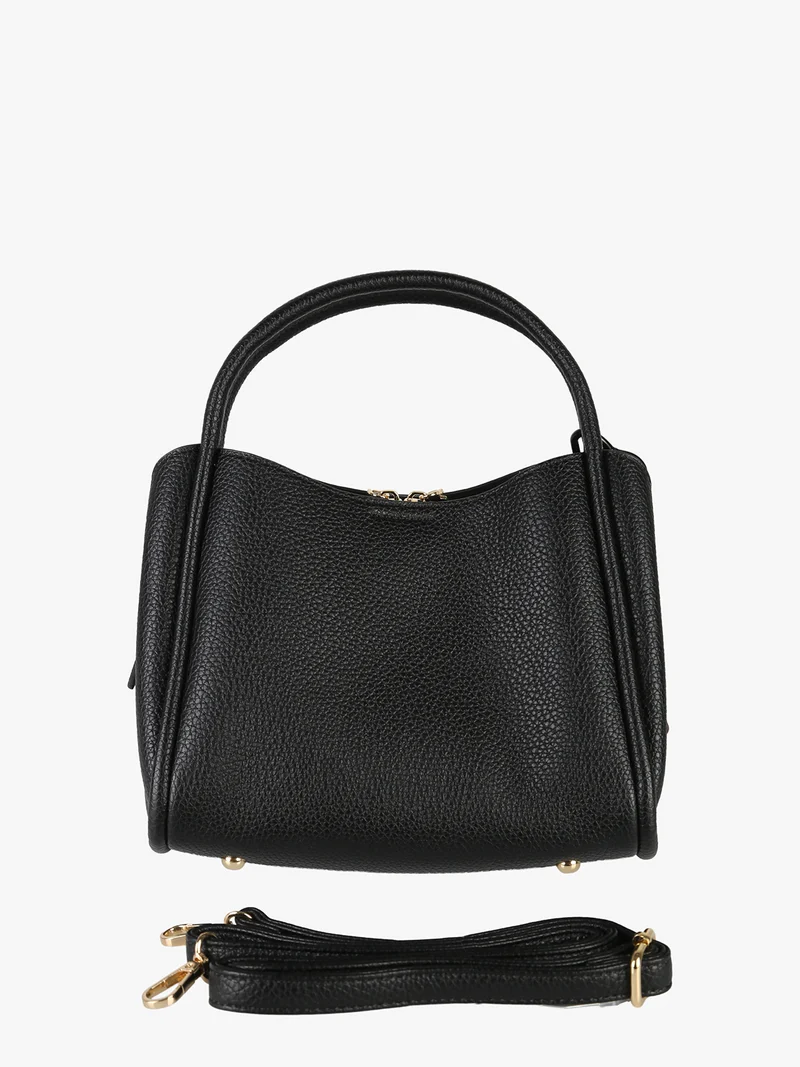 Borsa donna mini tote con ciondolo decorativo - nero