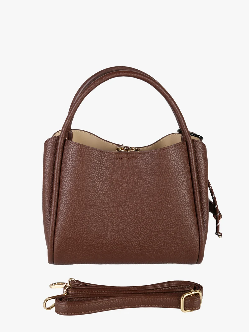 Borsa donna mini tote con ciondolo decorativo - moro