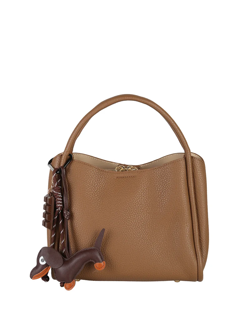 Borsa donna mini tote con ciondolo decorativo - khaki