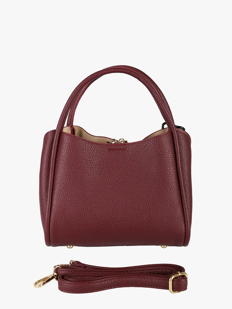 Borsa donna mini tote con ciondolo decorativo - bordeaux