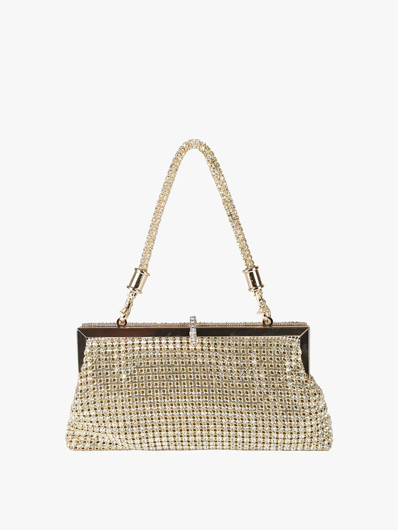 Pochette donna brillante con strass - oro