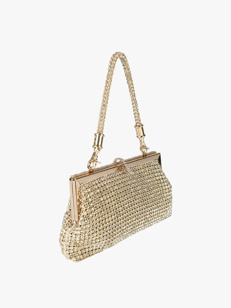 Pochette donna brillante con strass - oro