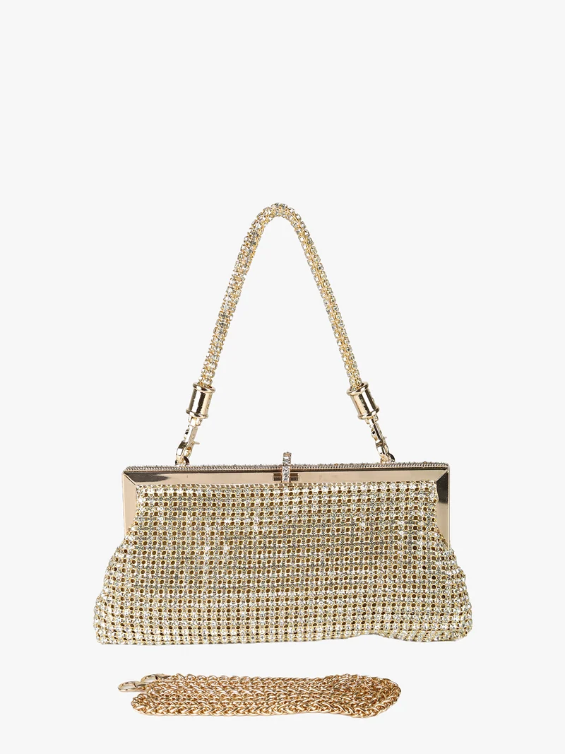 Pochette donna brillante con strass - oro
