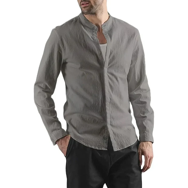 Elegant Long Sleeved Cotton Linen Shirt