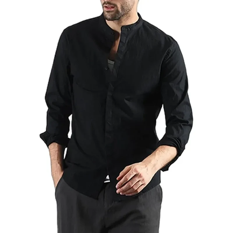 Elegant Long Sleeved Cotton Linen Shirt