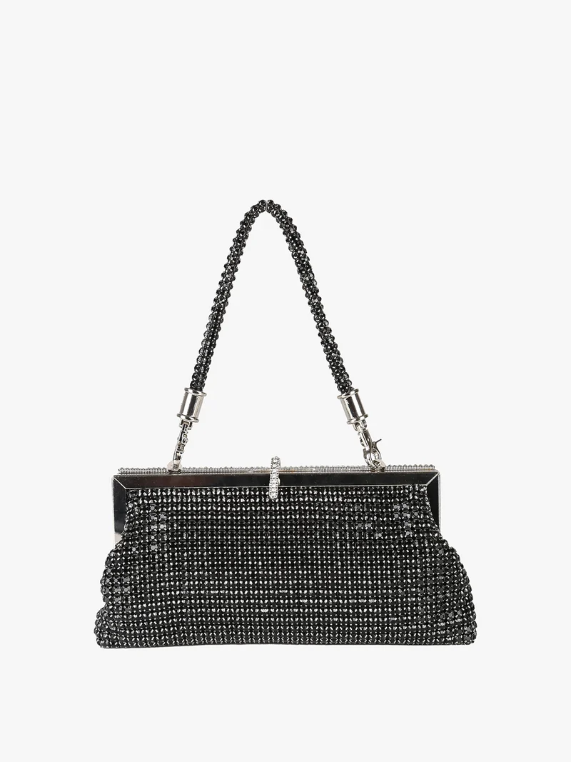 Pochette donna brillante con strass - nero