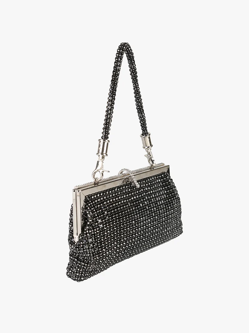Pochette donna brillante con strass - nero