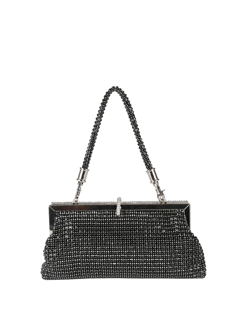 Pochette donna brillante con strass - nero