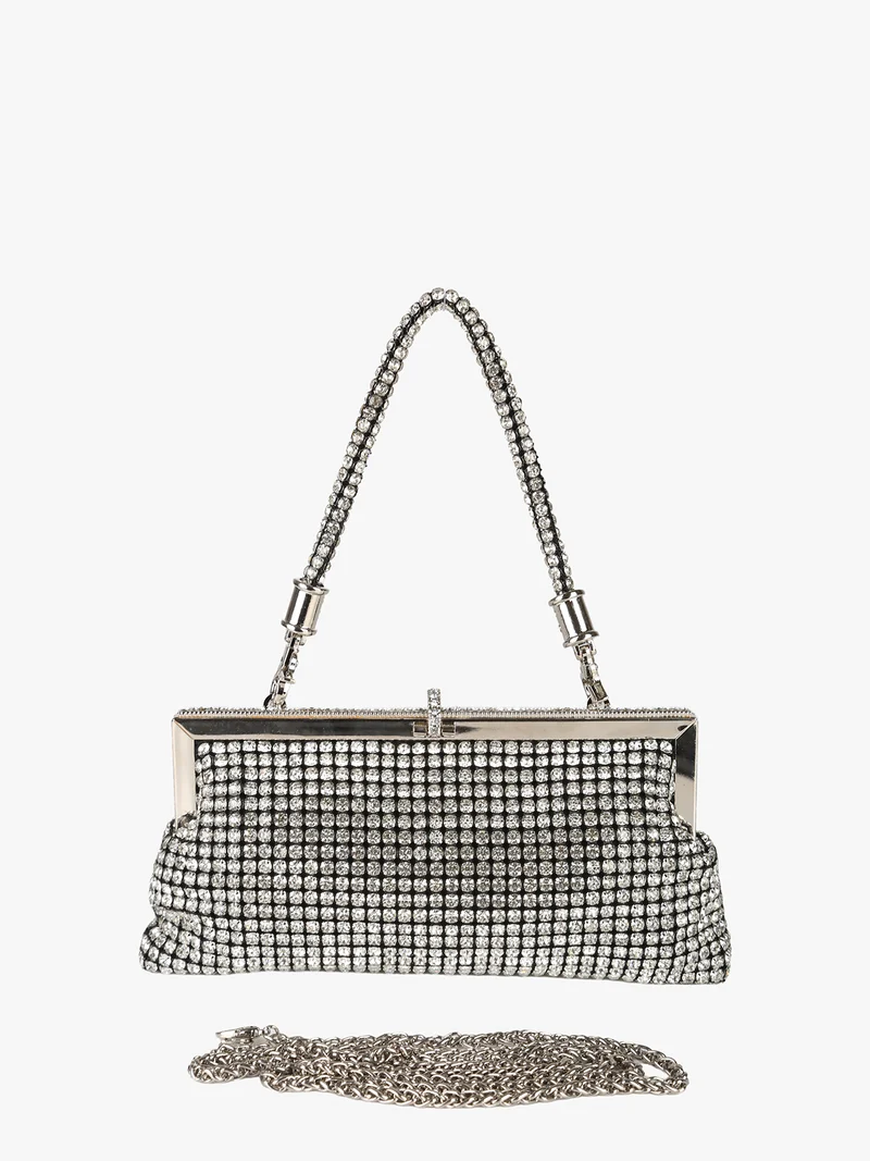 Pochette donna brillante con strass - multicolore