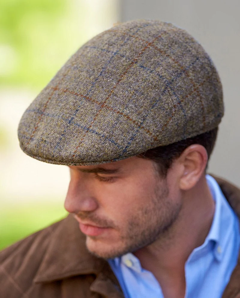 Schiebermütze "Henry Cap" aus original Harris Tweed in "Walnut Check"